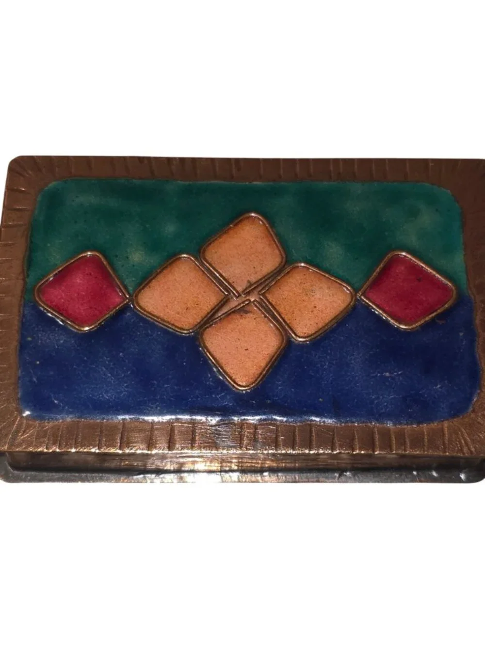 Bombay Brass-Tone Enamel Metal Trinket Box 3.5